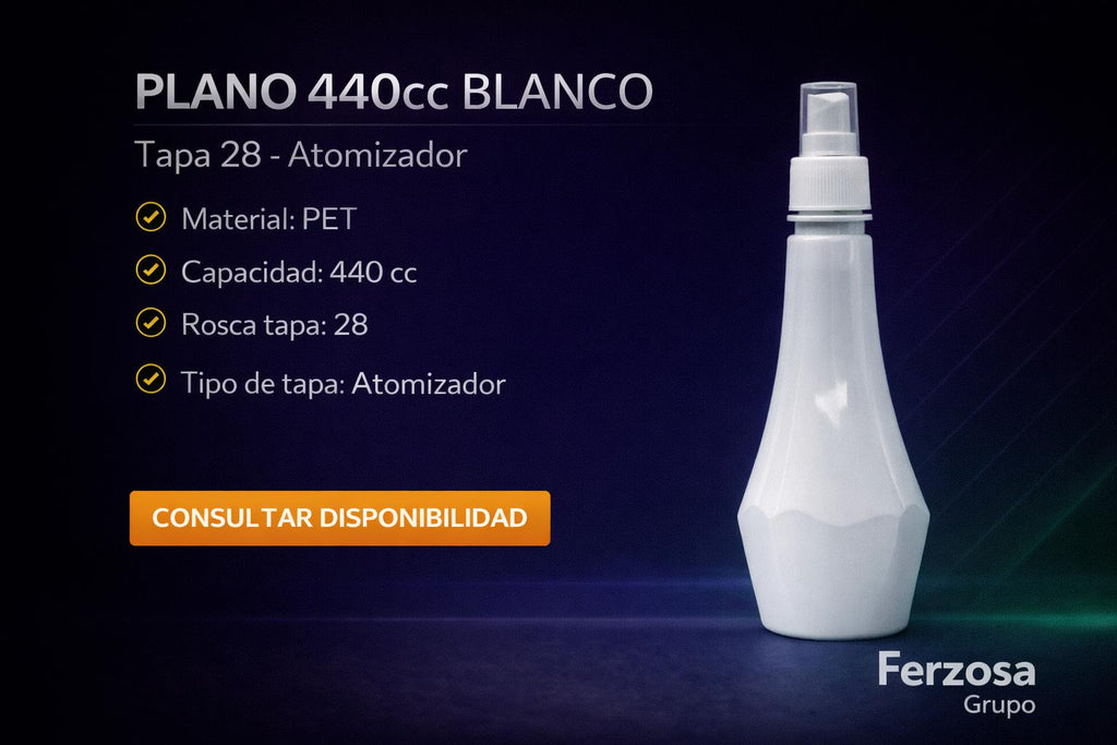 Envase Botella Plástica Plano PET Spray 440ml/cc al Por Mayor Desde $0.80 x 300 Unidades