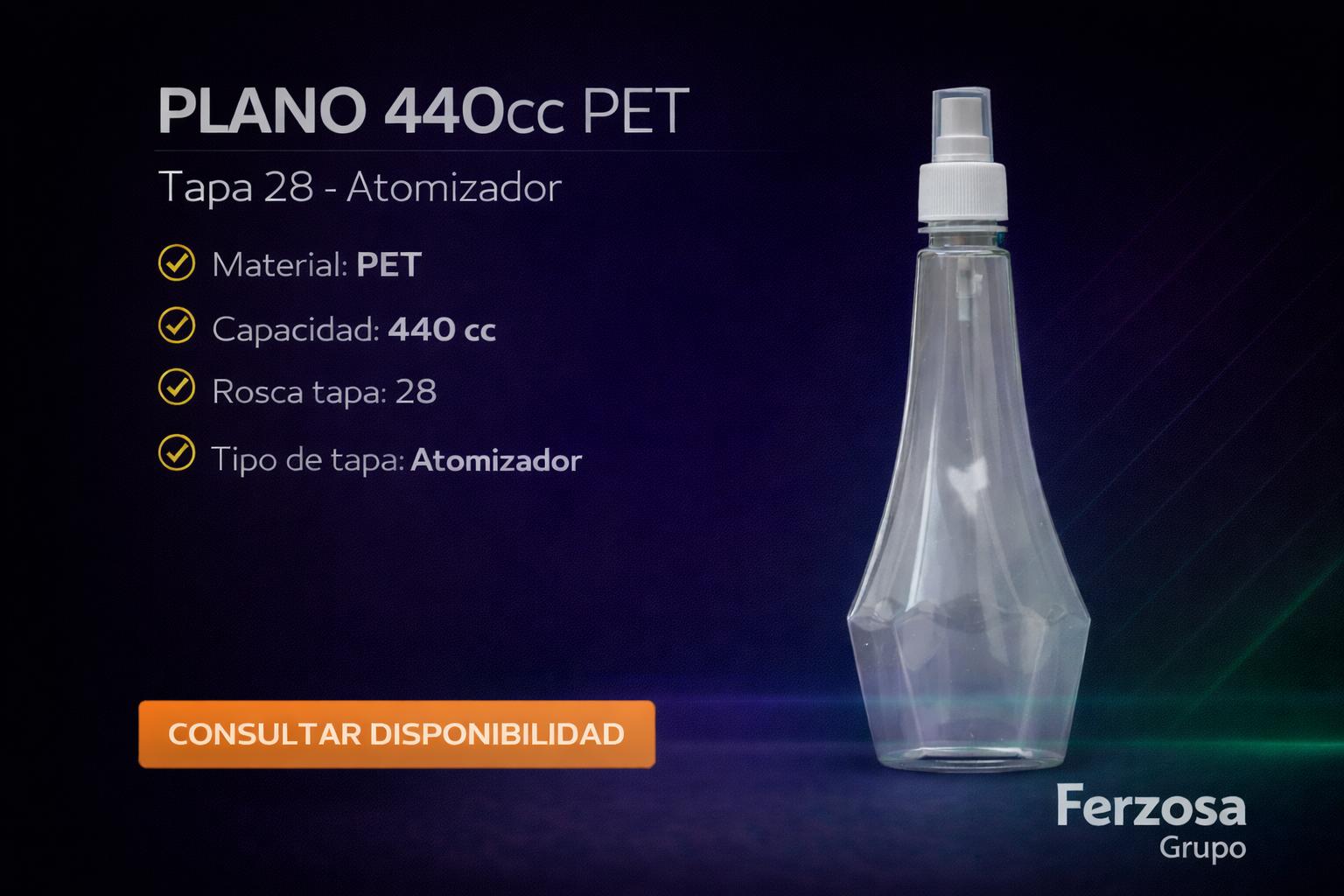 Envase Botella Plástica Plano PET Spray 440ml/cc al Por Mayor Desde $0.80 x 300 Unidades