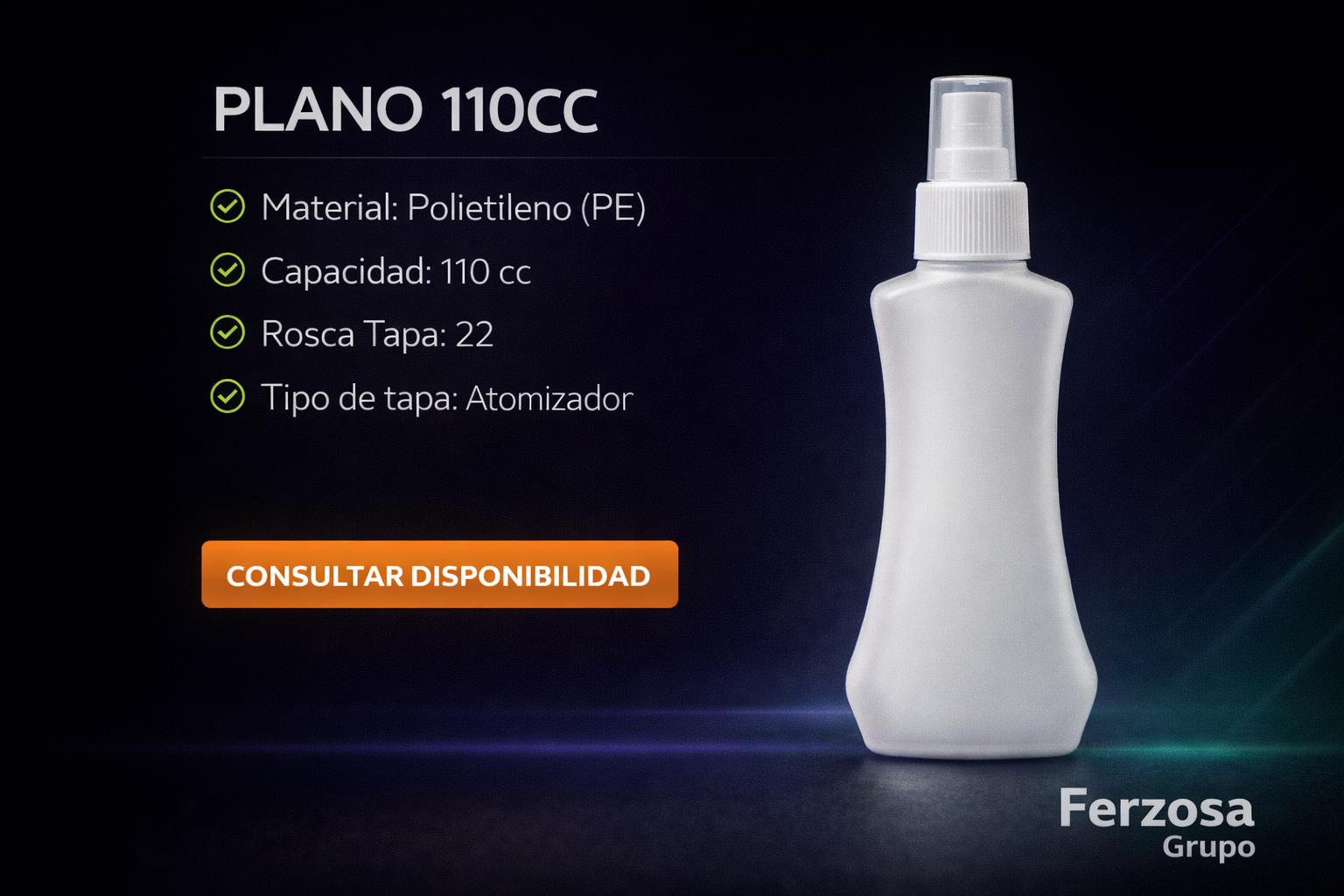 Envase Botella Plástica Plano Spray 110ml/cc al Por Mayor Desde $0.51 x 300 Unidades