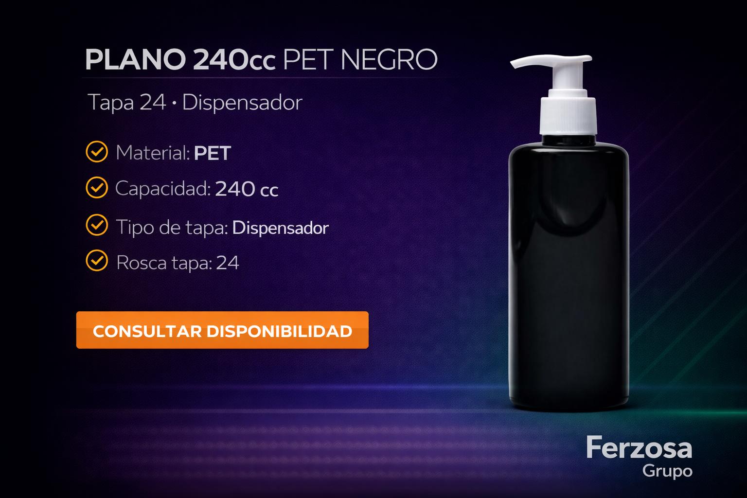Envase Botella Plástica Plano PET Dispensador 240ml/cc al Por Mayor Desde $0.72 x 300 Unidades