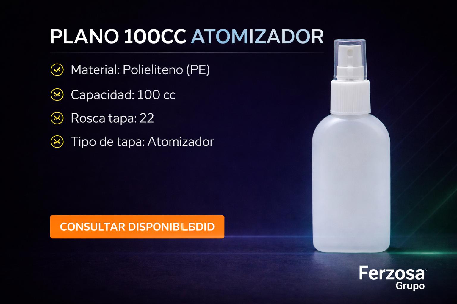 Envase Botella Plástica Plano Spray 100ml/cc al Por Mayor Desde $0.51 x 300 Unidades
