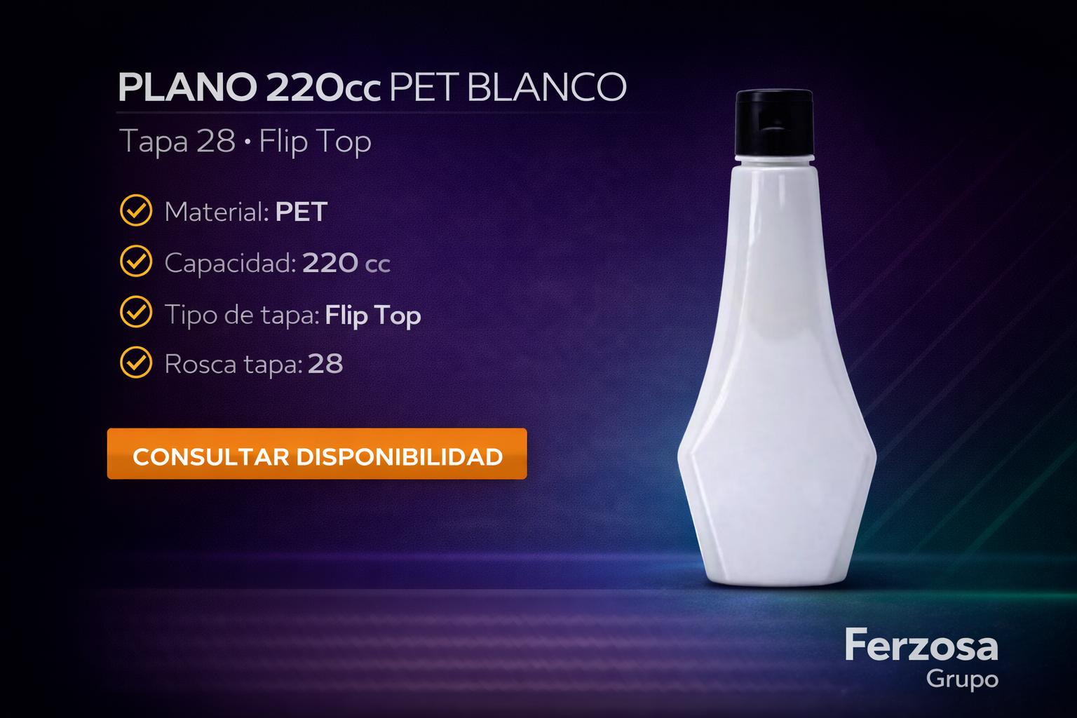 Envase Botella Plástica Plano PET 220ml/cc al Por Mayor Desde $0.33 x 300 Unidades