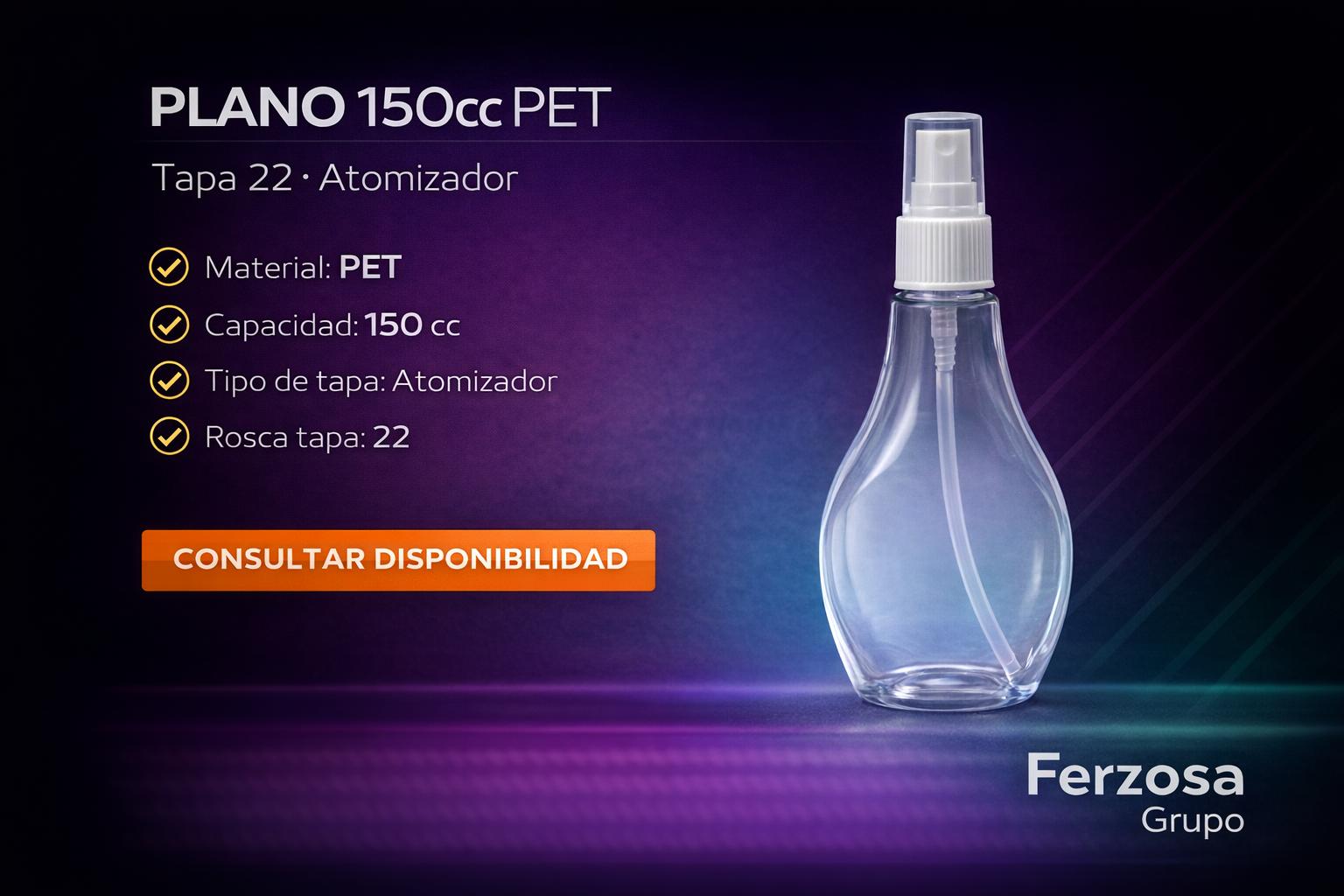 Envase Botella Plástica Plano PET Spray 150ml/cc al Por Mayor Desde $0.72 x 300 Unidades