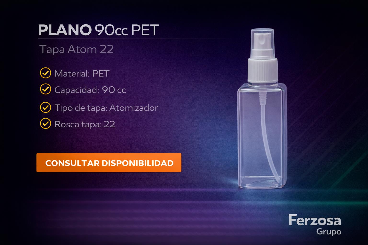 Envase Botella Plástica Plano Spray 90ml/cc al Por Mayor Desde $0.66 x 300 Unidades