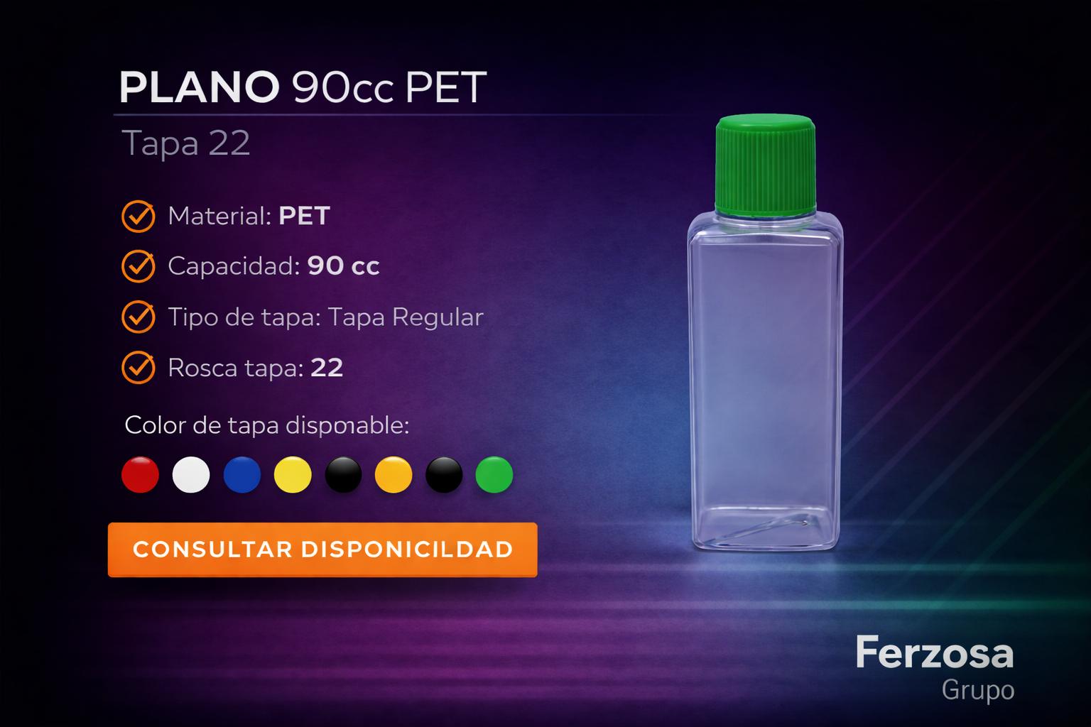 Envase Botella Plástica Plano PET 90ml/cc al Por Mayor Desde $0.34 x 300 Unidades