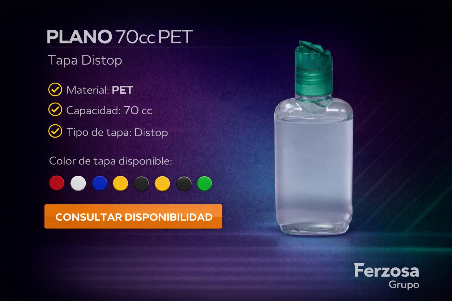Envase Botella Plástica Plano PET 70ml/cc al Por Mayor Desde $0.30 x 300 Unidades