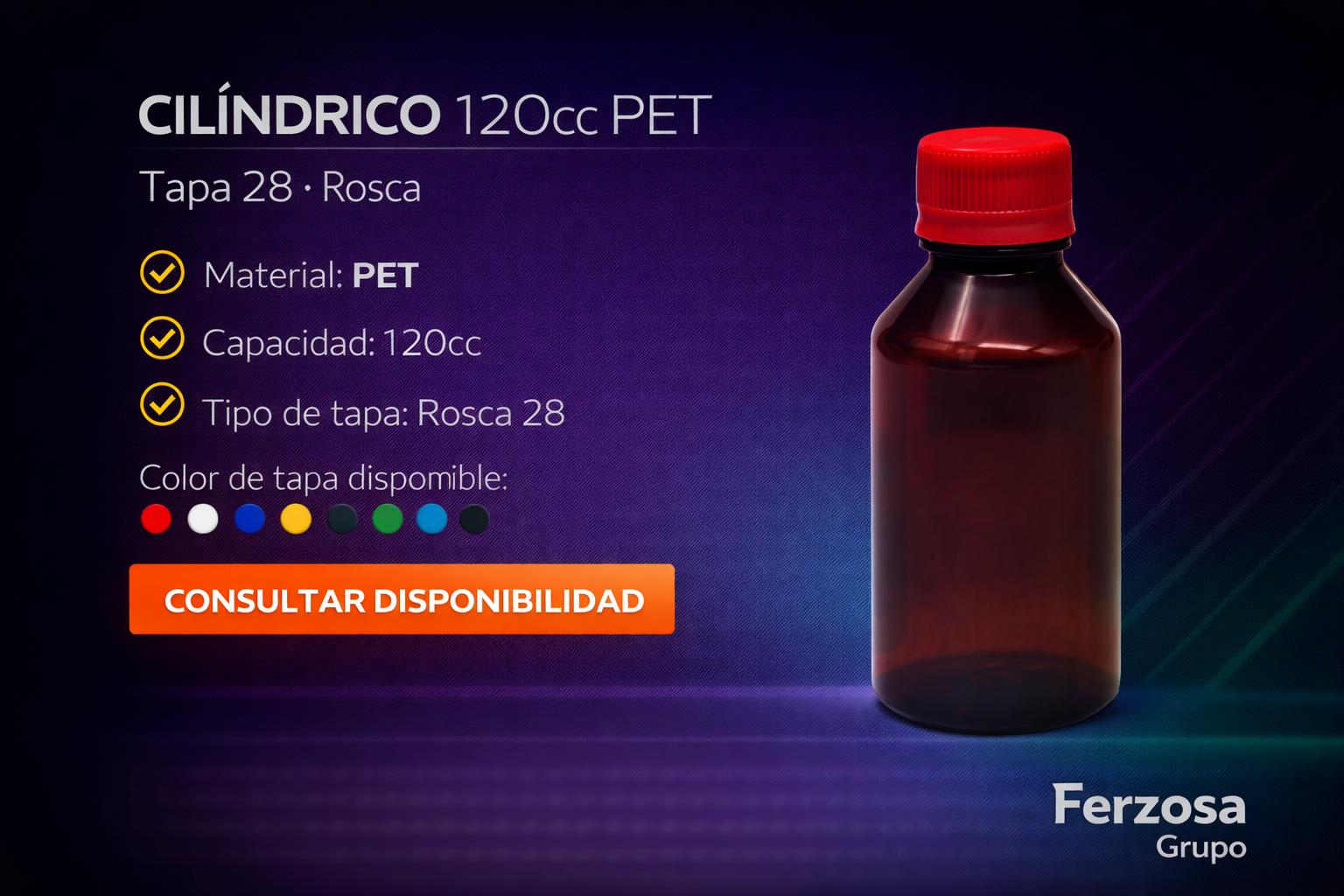 Envase Botella Plástica Cilíndrico PET 120ml/cc al Por Mayor Desde $0.30 x 300 Unidades