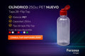 Envase Botella Plástica Cilíndrico PET Fliptop 250ml/cc al Por Mayor Desde $0.34 x 300 Unidades