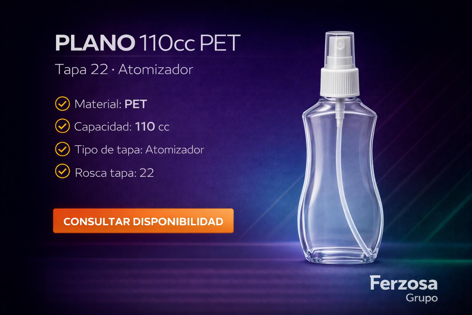 Envase Botella Plástica Plano PET Spray 110ml/cc al Por Mayor Desde $0.62 x 300 Unidades (Copia)