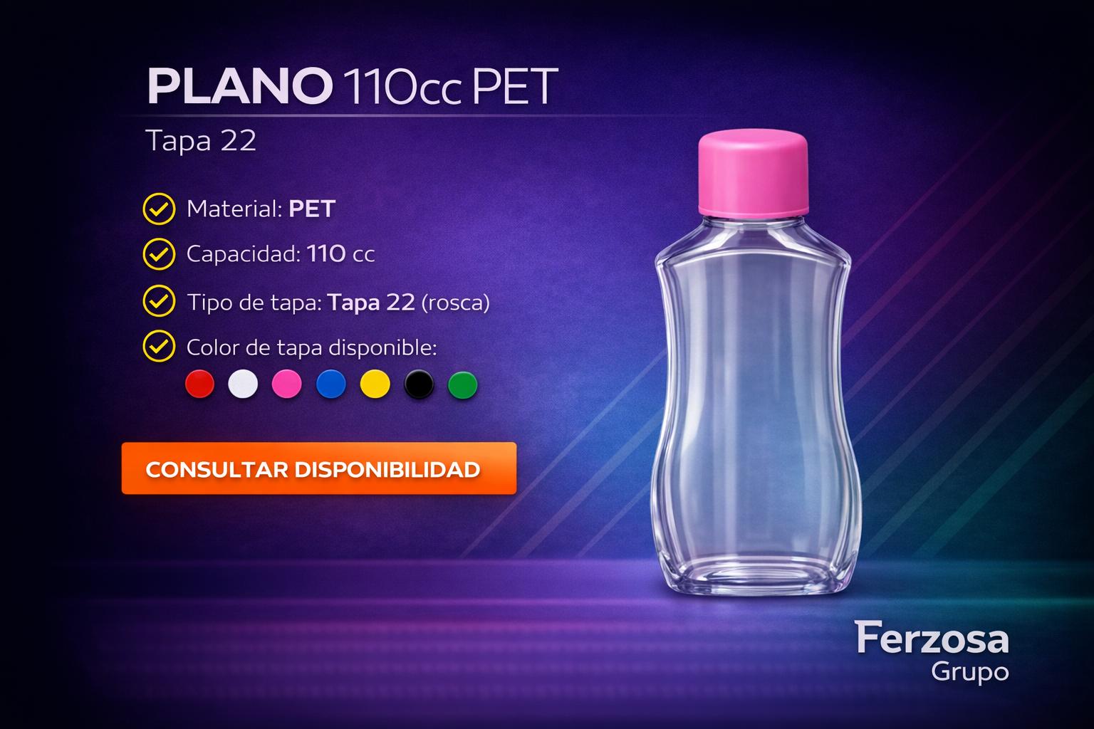 Envase Botella Plástica Plano PET 110ml/cc al Por Mayor Desde $0.32 x 300 Unidades