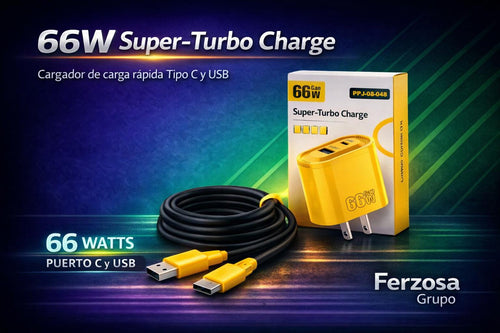 Cargador 66W Ultra-Potente de Carga Rápida Tipo C/USB al Por Mayor Desde $4.00 * 100 Unidades