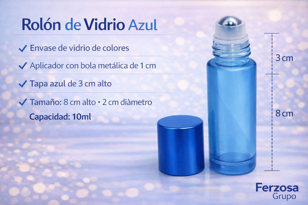 Envase Rollón de Vidrio 10ml con Bola de Acero Al Por Mayor Desde $0.85 c/u por 100 Unidades