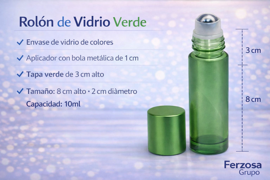 Envase Rollón de Vidrio 10ml con Bola de Acero Al Por Mayor Desde $0.85 c/u por 100 Unidades