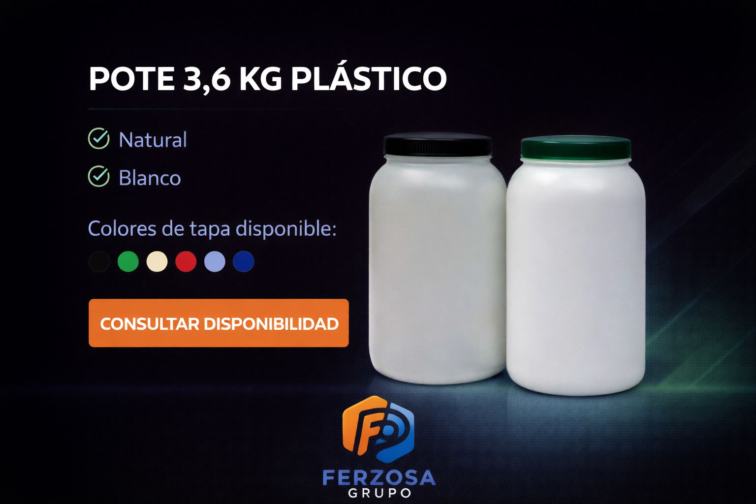 Pote Envase Plástico Polietileno 3.6Kg al Por Mayor Desde $1.30 x 300 Unidades