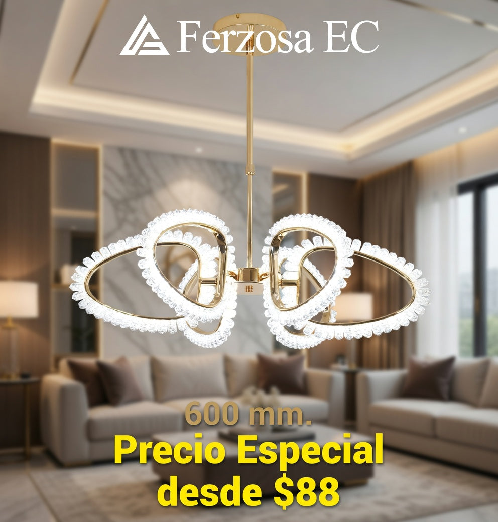 Lámpara LED Colgante Anillos Entrelazados Dobles con Cristales al por mayor desde $88