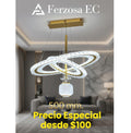 Lámpara LED Colgante Anillo Dorado con Esferas de Cristal al por mayor desde $100