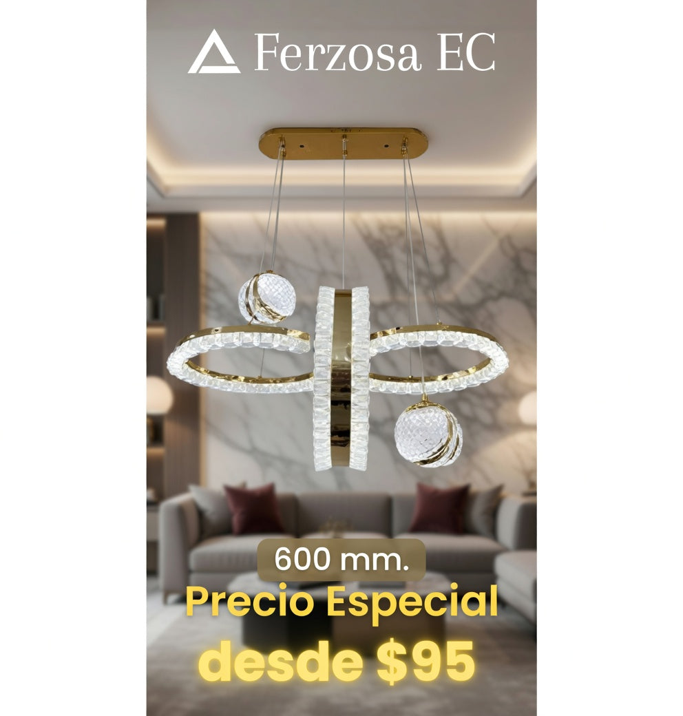 Lámpara LED Colgante Anillos Entrelazados con Barra Central de Cristal al por mayor desde $95