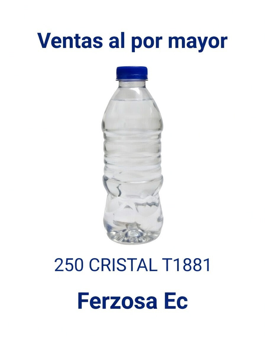 Botellas Plástica 250 CRISTAL T1881 con Tapa de 250ml al por Mayor desde $0.11c/u para 300 Unidades